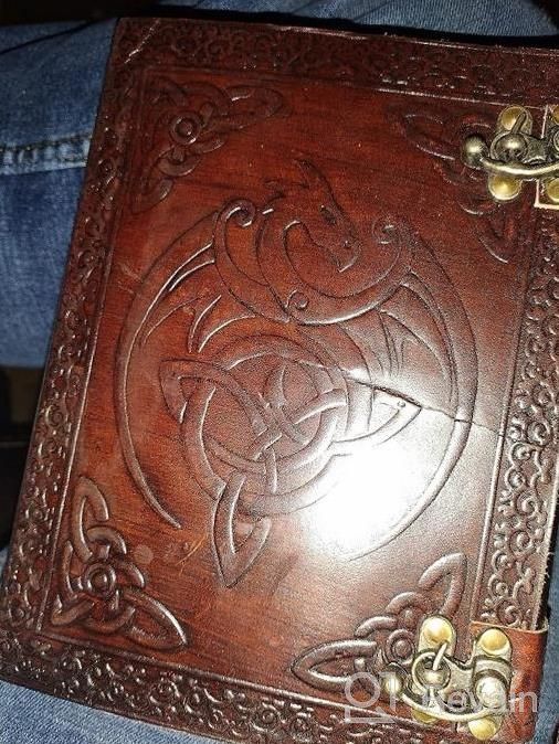 img 1 attached to 8 Inch Brown MONTEXOO Leather Journal With Lock, Dragon Diary Notebook For D&D And Book Of Shadows review by William Mahajan