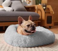 🐶 ultimate calming dog bed: plush donut bed for anti anxiety, comfort and warmth - ideal for small, medium and large dogs - perfect fluffy faux fur cuddler pet bed for dogs & cats - anti-slip round design with bonus laundry bag, machine washable logo