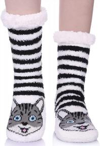 img 4 attached to Cozy Non-Slip Winter Slipper Socks For Women With Super Soft Fuzzy Animal Cartoon Design