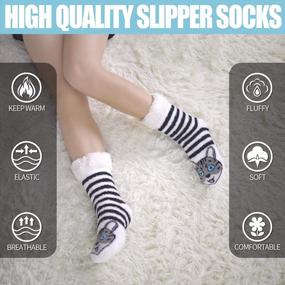 img 1 attached to Cozy Non-Slip Winter Slipper Socks For Women With Super Soft Fuzzy Animal Cartoon Design