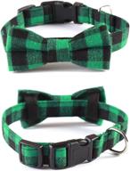 plaid dog collar with bow tie - adorable pattern and sturdy buckle for small, medium, large dogs - adjustable and lightweight logo