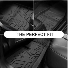 img 2 attached to 🚗 Aosky Tesla Model 3 2017-2022 Floor Liner Set - All Weather, Non-Slip Rubber Mats for Enhanced Durability (1st &amp; 2nd Row, Black)