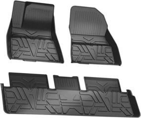 img 4 attached to 🚗 Aosky Tesla Model 3 2017-2022 Floor Liner Set - All Weather, Non-Slip Rubber Mats for Enhanced Durability (1st &amp; 2nd Row, Black)