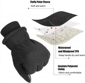 img 3 attached to Thermal Polar Fleece Insulated Winter Gloves With Artificial Lambwool And Extra Palm Patch For Men And Women - Keep Your Hands Warm For Work And Play - Black