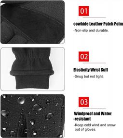 img 1 attached to Thermal Polar Fleece Insulated Winter Gloves With Artificial Lambwool And Extra Palm Patch For Men And Women - Keep Your Hands Warm For Work And Play - Black