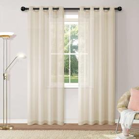 img 4 attached to Taupe Semi-Sheer Voile Window Curtains - 2-Pack Translucent Curtain Panels For Light Filtering And Privacy In Living Room And Bedroom - 52" W X 84" L