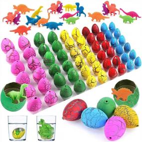 img 4 attached to 60 упаковок пасхальных яиц динозавров, инкубирующих яйца динозавров, растут в воде - идеальные сувениры для вечеринок для маленьких детей 3-10 мальчиков и девочек