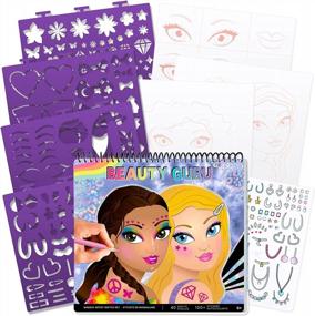 img 4 attached to Beginner's Makeup & Hair Design Sketch Portfolio (11452): Sketchbook with Stencils, Stickers, and More for Ages 6 and Up