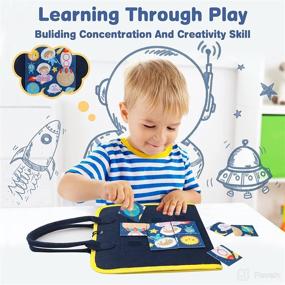 img 1 attached to 🧩 Montessori Busy Board Toys for 1-3 Year Olds, Sensory Learning Toys for Toddlers, Fine Motor Skills Development Educational Toys for Autism Activities and Travel, Perfect Gift for 1 2 3 Years