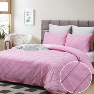 sleep in style with vaulia's elegant diamond pintuck design duvet cover set - soft microfiber queen size, pink color, 3-piece set logo