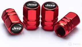 img 1 attached to 🔑 Red Timegay Metal Car Keychain Wheels Tire Valve Caps Logo Styling Stem - Replacement for Jeep Wrangler Compass Cherokee Renegade Patriot Grand Commander Models - Car Key Rings & Accessories