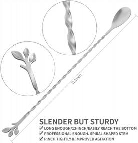 img 3 attached to AnSaw 12-Inch Stainless Steel Mixing Spoon, 2-Pieces Silver Spiral Pattern Bar Spoons