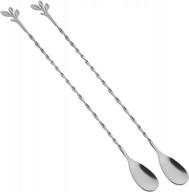 ansaw 12-inch stainless steel mixing spoon, 2-pieces silver spiral pattern bar spoons logo