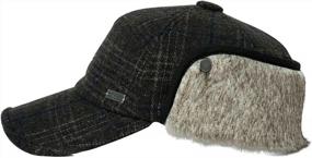 img 4 attached to Men'S Wool Baseball Cap With Fur Earflaps - Hunting Trapper Dad Hats In Unisex Sizes M, L & XL