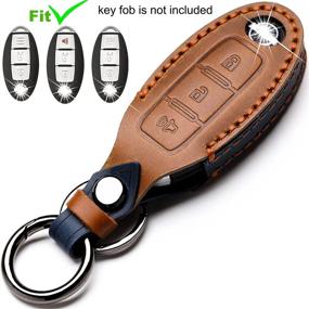 img 3 attached to ZiHafate Leather Car Key Fob Cover Compatible With Nissan Keyless Remote Control For Nissan X-Trail Rogue Altima Quest Pathfinder Sentra Patrol CIMA Fuga Armada Teana Murano Etc (A-Brown)