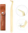 lankiz professional boot tweezers: angled tips for 3d-5d volume fan lash extensions - gold 08a logo