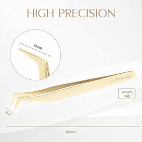 img 3 attached to LANKIZ Professional Boot Tweezers: Angled Tips For 3D-5D Volume Fan Lash Extensions - Gold 08A