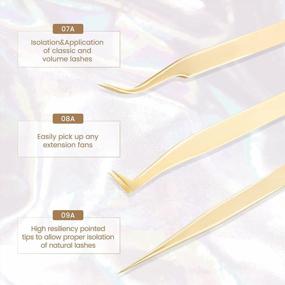 img 1 attached to LANKIZ Professional Boot Tweezers: Angled Tips For 3D-5D Volume Fan Lash Extensions - Gold 08A