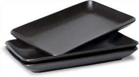 img 4 attached to Set Of 3 Matte Black Porcelain Serving Platters, 10-Inch Trays For Weddings, Parties, Desserts, Sushi And Appetizers By BonNoces