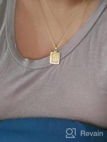 img 5 attached to Personalize Your Style: 18K Gold Plated Initial Necklaces For Women - Rectangle Pendant With Alphabet Letters