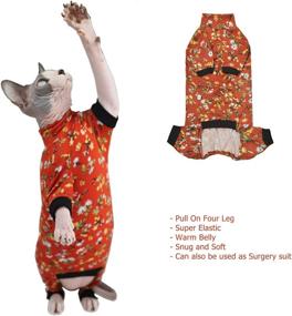 img 3 attached to 🐱 Breathable Summer Rayon Pajamas for Sphynx Hairless Cats - Elastic Pet Clothes for Cat Surgery Recovery - Vest for Kitten T-Shirts - Apparel for Cats and Small Dogs