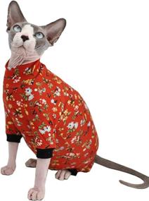img 4 attached to 🐱 Breathable Summer Rayon Pajamas for Sphynx Hairless Cats - Elastic Pet Clothes for Cat Surgery Recovery - Vest for Kitten T-Shirts - Apparel for Cats and Small Dogs