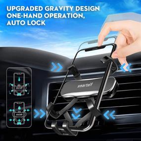 img 2 attached to 📱 2021 Upgrade Ultra Stable Gravity Car Phone Holder Mount - Auto Lock Compact Alloy Material, Compatible with 4.7-6.7 inch Smartphone, Air Vent Cell Phone Car Mount (Black)