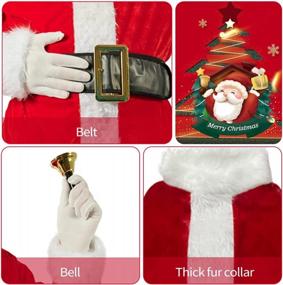img 1 attached to Мужской роскошный бархатный костюм Санта-Клауса из 10 предметов, набор для косплея на рождественскую вечеринку