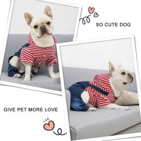 img 1 attached to 🐶 Warm Winter Pet Cowboy Overalls with Hat - Soft and Stylish Winter Clothing for Small to Medium Dogs and Cats - Pet Denim Dog Jeans Jumpsuit Overall Strip Hoodie Coat