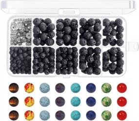 img 3 attached to Paxcoo 400Pcs Lava Stone Rock Beads With Chakra Beads For Essential Oil And Jewelry Making