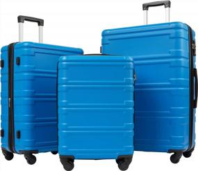 img 4 attached to Легкий расширяемый набор чемоданов из АБС-пластика с жесткой оболочкой - 3 предмета синего цвета для путешественников унисекс, новинка и прядильщик багажа, бренд Merax, доступны в размерах 20 дюймов, 24 дюйма и 28 дюймов