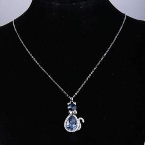 img 1 attached to Серебряный милый котенок Teardrop Cat кулон ожерелье с австрийским кристаллом для девочек и женщин подарок ювелирных изделий от EleQueen