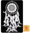 dream catcher wall hanging with white feathers - chicieve decoration for wedding, christmas, or crafts - diameter 7.9 inches logo