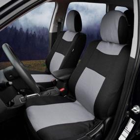 img 3 attached to Complete Car Protection With BDK Combo Seat Covers And Floor Mats In Sleek Gray Two-Tone Design