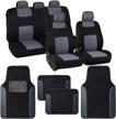 complete car protection with bdk combo seat covers and floor mats in sleek gray two-tone design logo