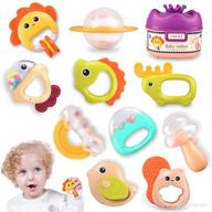 n nocky 10pcs baby rattles sensory toys set, soft nubs early development toys, grab shake rattle for infants, freezable teether for gum relief, rattles for babies 6-12 months logo