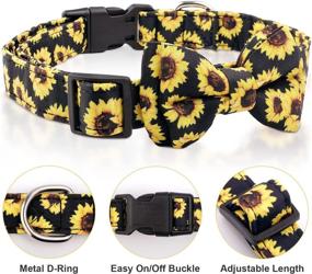 img 1 attached to 🌻 Compernee Sunflower Printed Bowtie Dog Collar - Heavy Duty Adjustable Cute Cat & Dog Bow Tie Collar with Removable Bows - Soft Collars for Pets