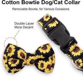 img 2 attached to 🌻 Compernee Sunflower Printed Bowtie Dog Collar - Heavy Duty Adjustable Cute Cat & Dog Bow Tie Collar with Removable Bows - Soft Collars for Pets