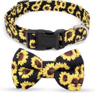 🌻 compernee sunflower printed bowtie dog collar - heavy duty adjustable cute cat & dog bow tie collar with removable bows - soft collars for pets logo