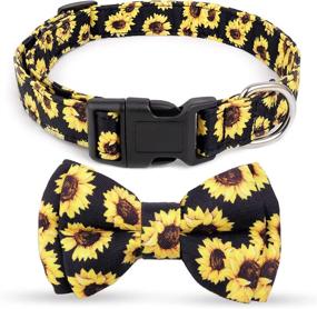 img 4 attached to 🌻 Compernee Sunflower Printed Bowtie Dog Collar - Heavy Duty Adjustable Cute Cat & Dog Bow Tie Collar with Removable Bows - Soft Collars for Pets