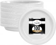 100-pack white plastic dessert/salad plates - elegant disposable plates for any occasion - 10 inch size logo