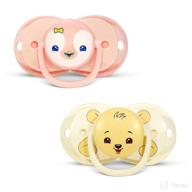 🐧 razbaby keep-it-kleen baby pacifier duo pack, ages 0-36 months (infant to 3 years), auto-close feature on dropping, hygienic silicone orthodontic nipple, integrated shield/case, effortless cleaning - pink penguin/bear logo