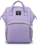 🎒 pulusi 20-35l diaper bag backpack - stylish & durable for mom/dad - travel-friendly & waterproof - large capacity & multi-functional - 16.5x10.2x6.3" - purple logo