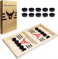 bakam super fast sling puck game, portable table hockey game for kids and adults, tabletop slingshot games toys for boys and girls, desktop sport board game for family game night fun (medium winner) logo