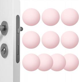 img 4 attached to Набор из 10 розовых силиконовых круглых дверных ручек с прочным клеем — утолщенные бамперы для защиты мебели и сохранения стен