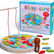 wooden magnetic fishing game for kids ages 3-5 years old - abc alphabet letters counting learning toy toddlers montessori fine motor skills logo