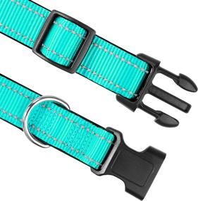 img 2 attached to High-Quality Joytale Reflective Dog Collar: Soft Neoprene Padded, Breathable Nylon Collar With Adjustable Fit For Large Dogs In Teal
