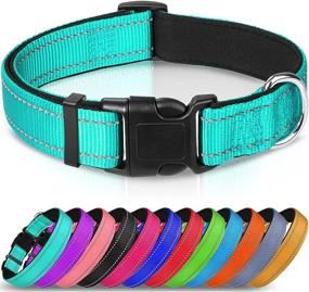 img 4 attached to High-Quality Joytale Reflective Dog Collar: Soft Neoprene Padded, Breathable Nylon Collar With Adjustable Fit For Large Dogs In Teal