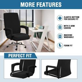img 1 attached to Large Black Non-Slip Stretchable Chair Covers For Home Office, Executive And Gaming Chairs | H.VERSAILTEX