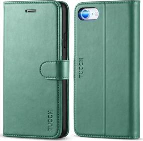 img 4 attached to Premium PU Leather Wallet Case With Stand And Card Slot For IPhone SE 2022/SE 2020/IPhone 8/7, Magnetic Flip Cover And TPU Interior Case, Myrtle Green - Compatible With IPhone SE3/SE2/8/7 From TUCCH